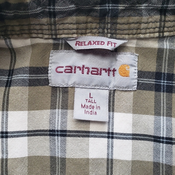 Carhartt Mens Loose Fit Midweight  Short Sleeve Outdoor Plaid Utility Work Shirt - Picture 8 of 10